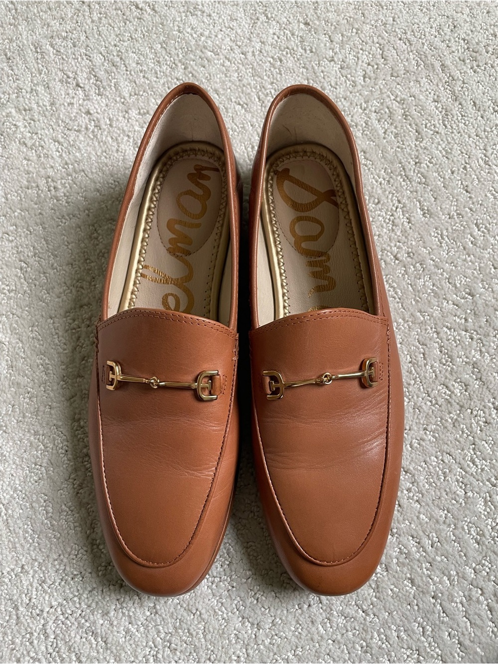 Sam Edelman Tan Leather Horsebit Loafers